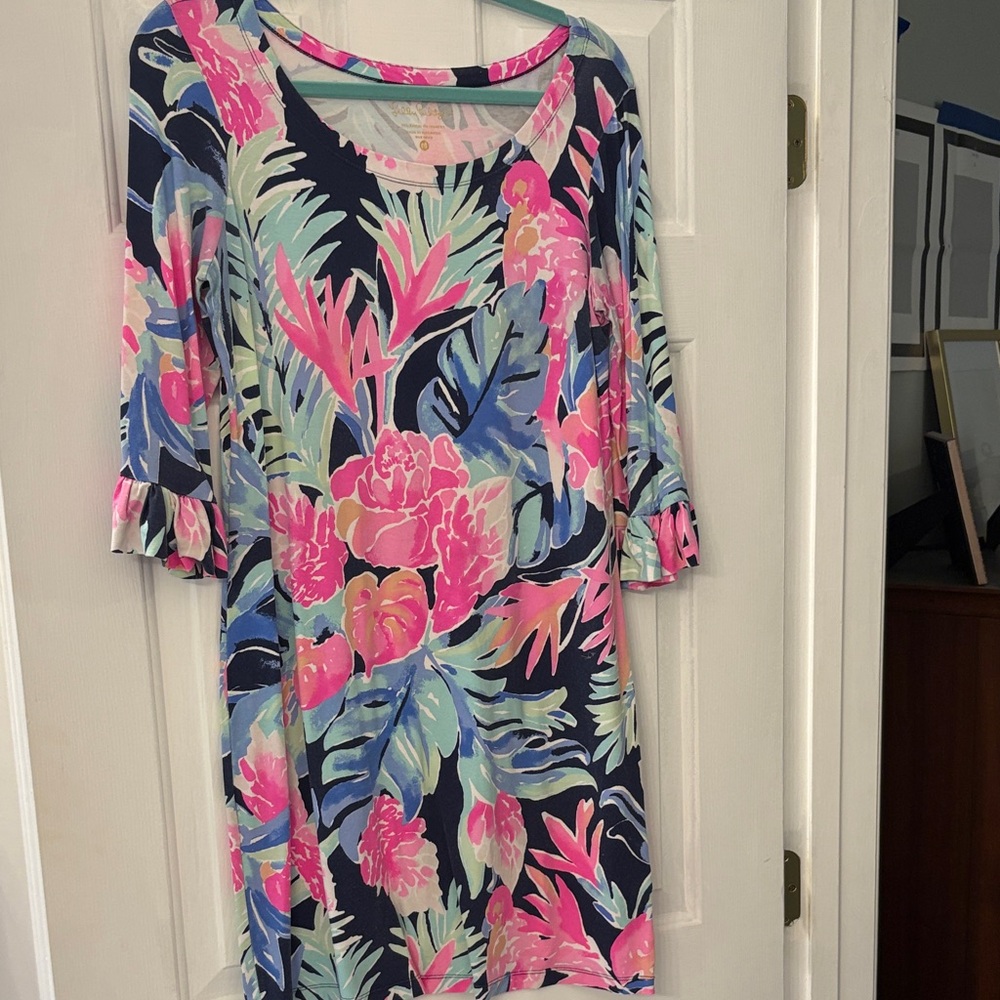 Floral Print Dress with Ruffle Sleeves
